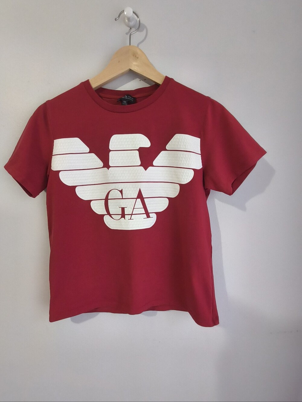 Emporio Armani Unisex Red Eagle Logo T-Shirt 10A / Women XS-S